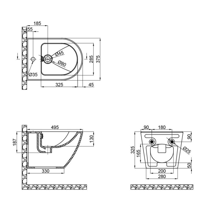 Q-Tap Robin White QT1355046FW Габаритні розміри