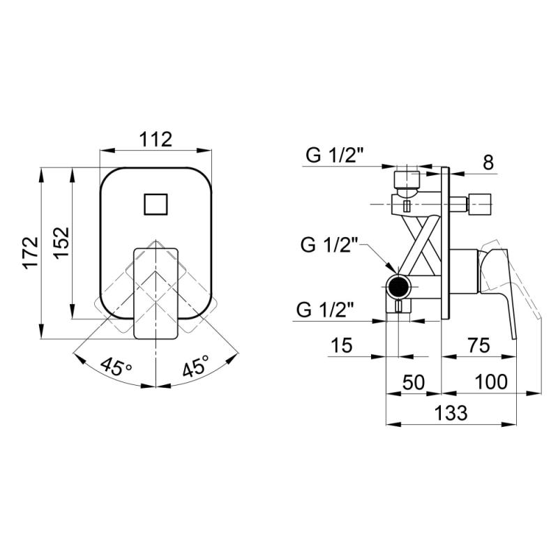 Q-Tap Namesti QTNAM6225102NC Габаритные размеры