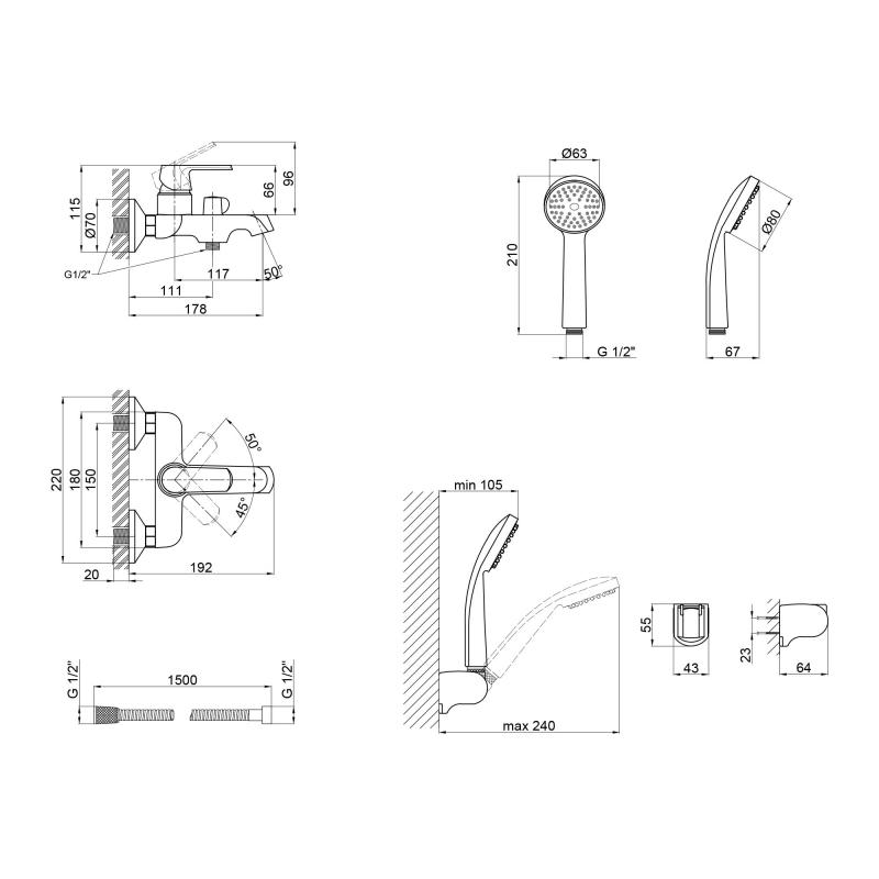 Q-Tap Fresh WCR QTFREWCR006NEW Габаритные размеры