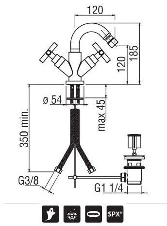 Nobili Spring SP57119/1CR Габаритні розміри