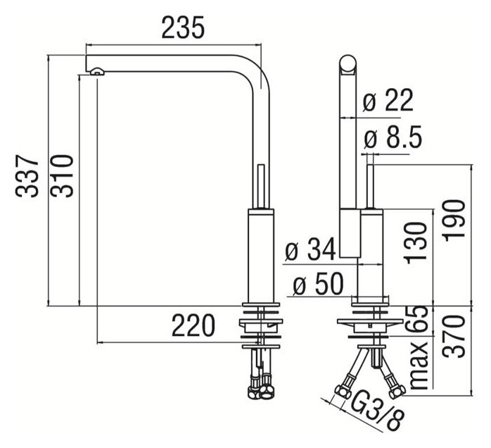 Nobili Acquerelli AJ93133CR Габаритні розміри