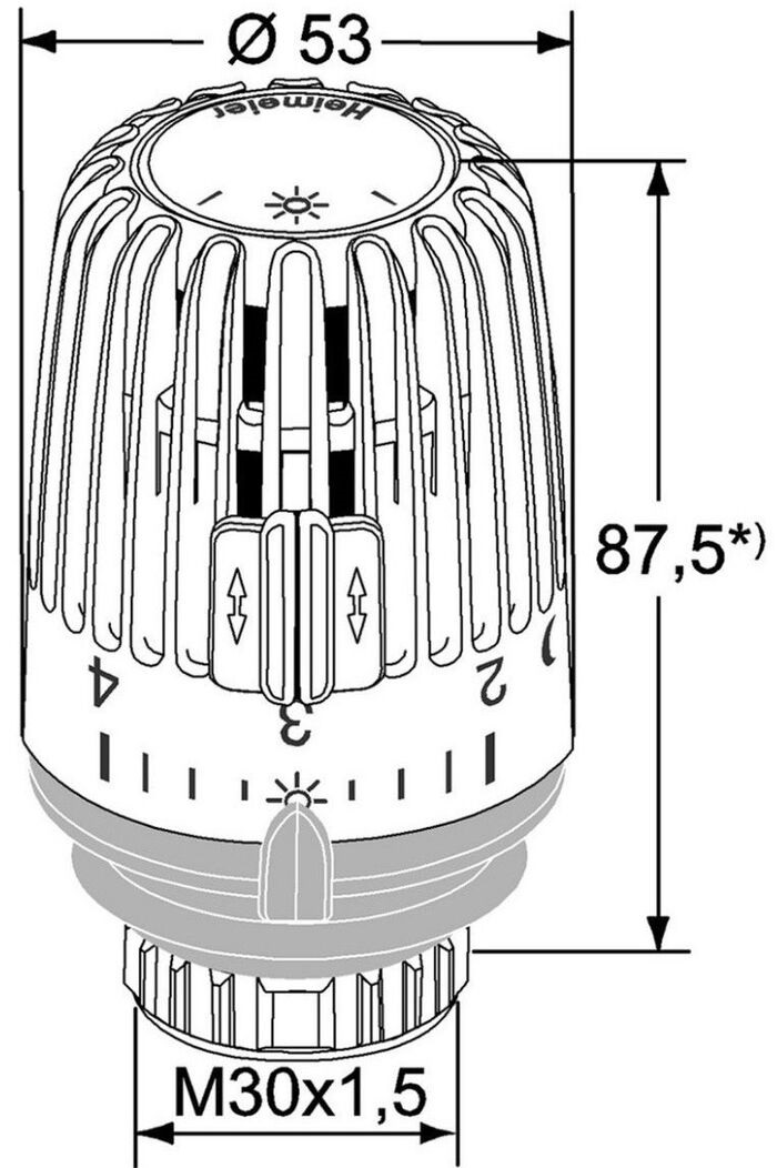 IMI Heimeier ​K M30x1.5 (6000-00.500) Габаритные размеры