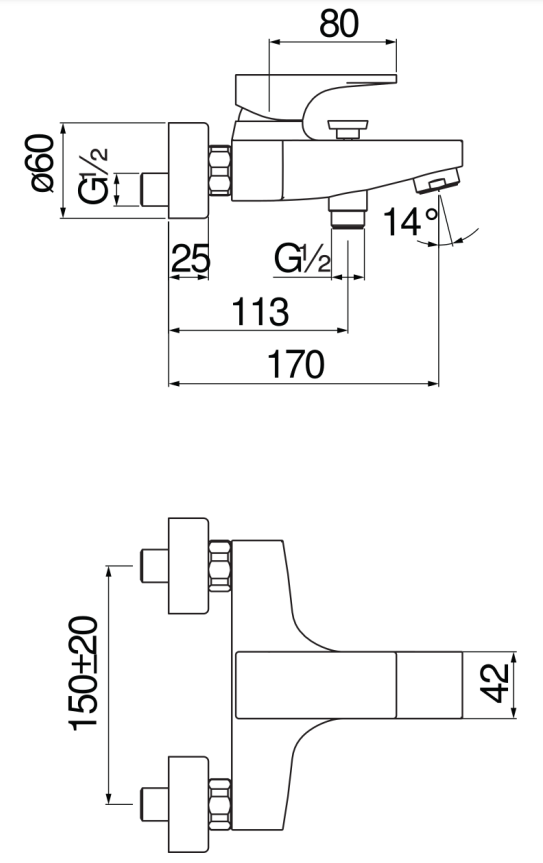 Nobili Seven Black SE124110/1BM Габаритні розміри