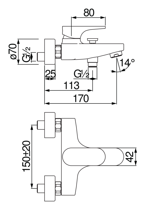 Nobili Yoyo YO126110/1CR Габаритные размеры