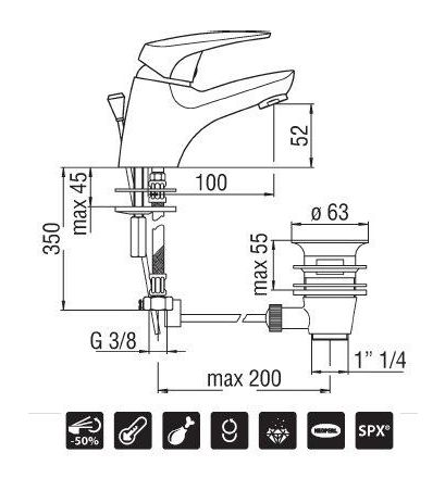 Nobili Hera H547118/1CR Габаритные размеры