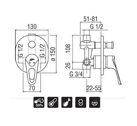 Nobili Timix TX27100CR Габаритные размеры