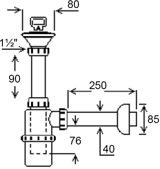 Ghidini Ø40 х 1 1/2″ (324112P11270) Габаритні розміри