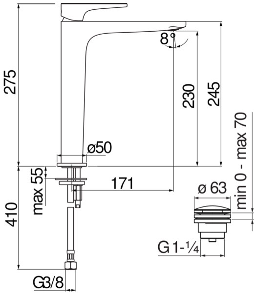Nobili Yoyo Chrome YO126128/2CR Габаритні розміри