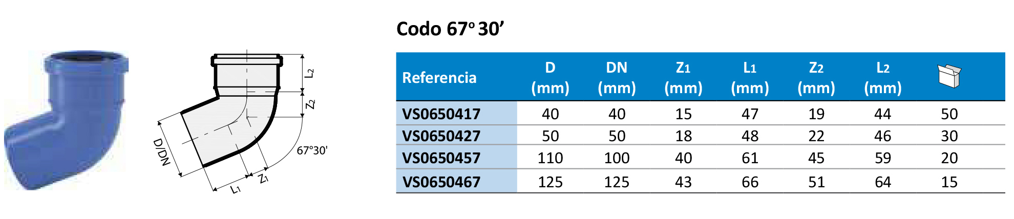 Valsir Triplus® Ø50x67° (VS0650427) Технические характеристики