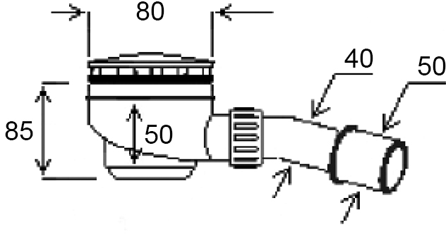 Ghidini Ø40/50 х 60 D.80 (36980) Габаритні розміри