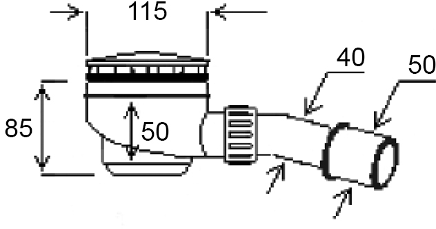 Ghidini Ø40/50 х 90 D.115 (369115) Габаритні розміри