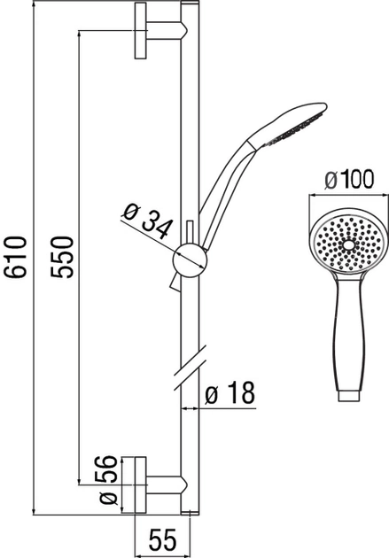 Nobili Chrome AD140/61CR Габаритные размеры