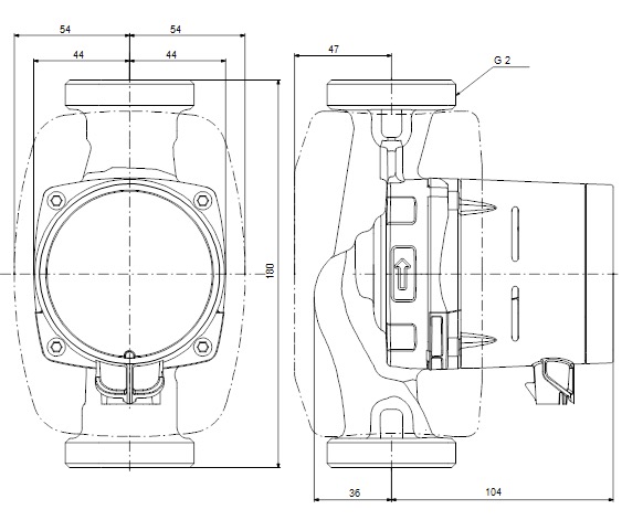 Grundfos Alpha3 32-80 180 (99371965) Габаритні розміри