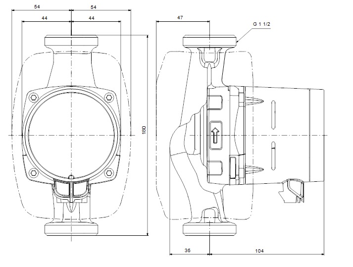 Grundfos Alpha2 25-80 180 (99411178) Габаритные размеры