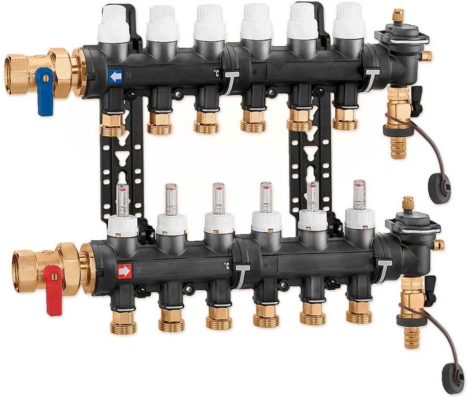 Коллектор из технополимера Caleffi Ø1″x3x3/4″ 5÷60°C 6 bar (6716C1)