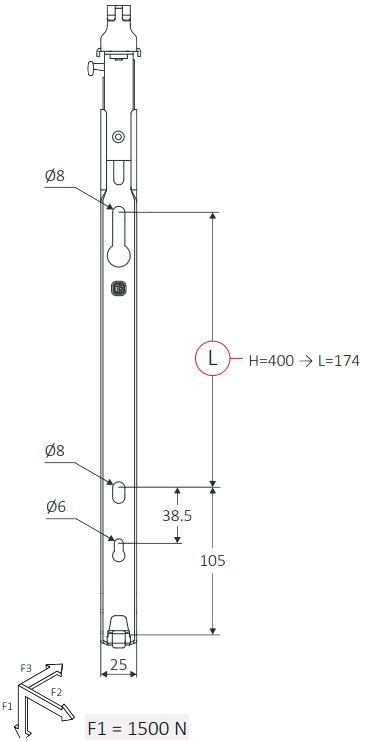 MB Fix 60630040 F7V стального радиатора DeLonghi (Н=400 мм) Габаритные размеры