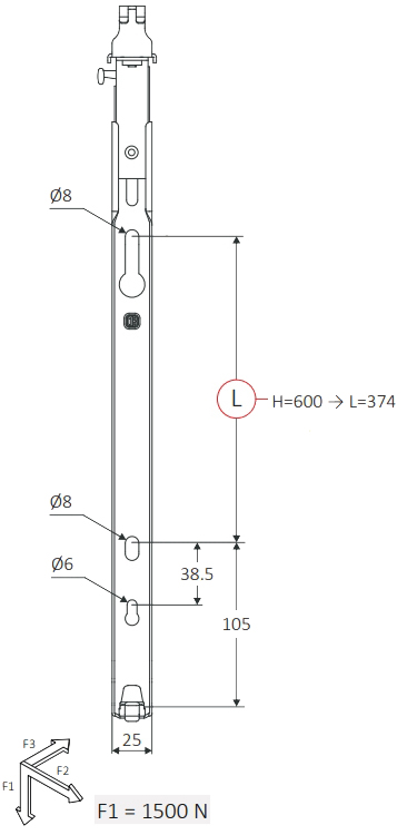 MB Fix 60630060 F7V стального радиатора DeLonghi (Н=600 мм) Габаритные размеры