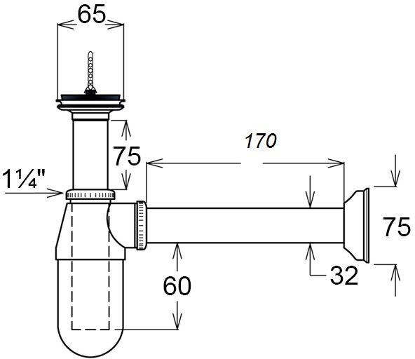 Ghidini Ø32 (526114) Габаритные размеры