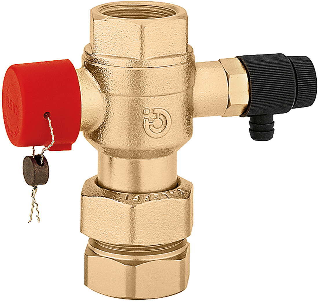 Шаровой запорный + сливной кран Caleffi Ø3/4" 85° C 6 bar для расширительного бака (558050)