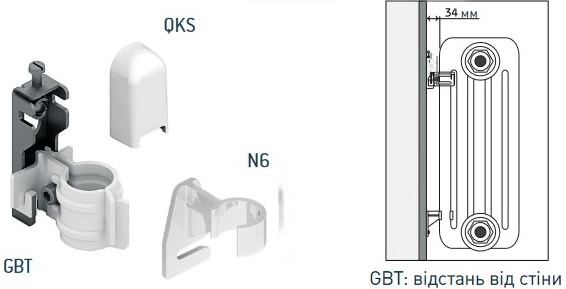 Комплект настінного кріплення DeLonghi GBT для трубчастого радіатора RAL7016MATT (2шт) ціна 2074 грн - фотографія 2