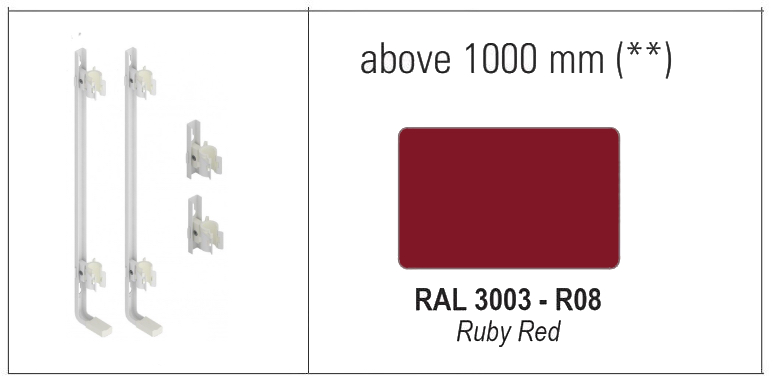 Комплект швидкого кріплення Cordivari Ardesia вище 1000 мм COLOR R08 (5102000000181) ціна 4347.70 грн - фотографія 2