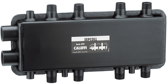 Гидравлический сепаратор-коллектор Caleffi Sepcoll Ø1 1/4"х1" З 2+2x90 мм (559022)