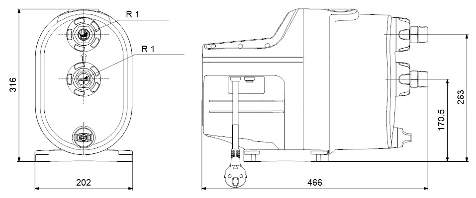 Grundfos SCALA1 3-45 (99530405) Габаритні розміри