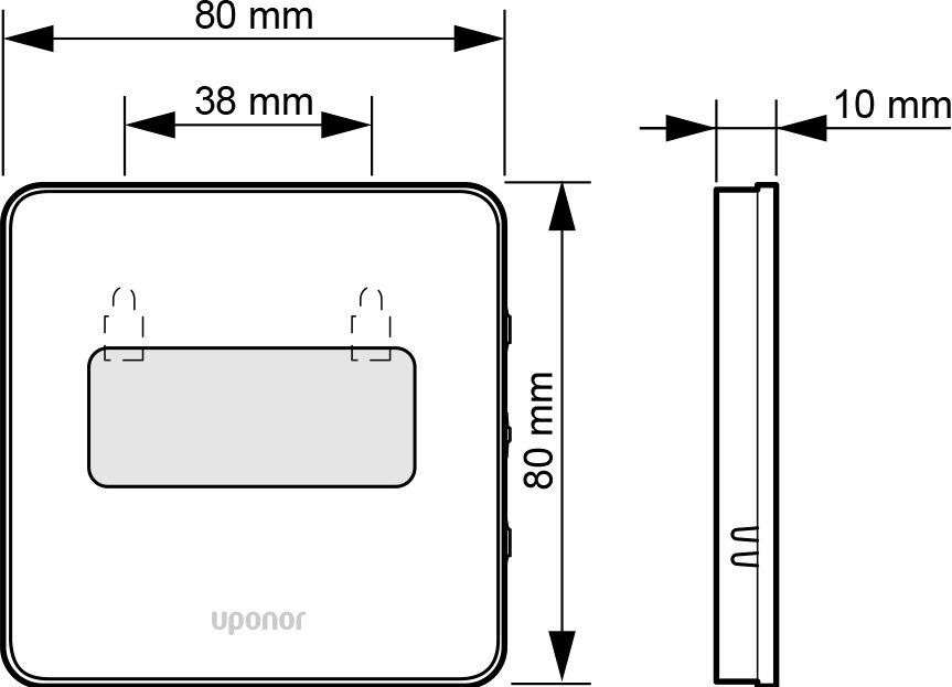 Uponor Smatrix Base Style T-149 Bus white D+ RH Габаритні розміри