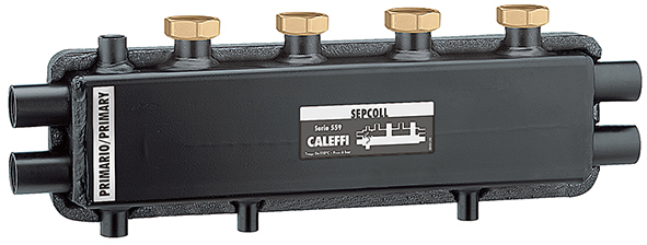 Гідравлічний сепаратор-колектор Caleffi Sepcoll Ø1"x 1 1/2"х1"2+1x125 мм 6 bar 0÷110°C (559221)