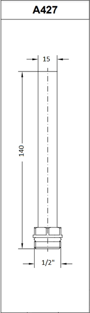 Carlo Poletti Ø1/2" x Ø15, 140 мм, черный матовый (A42700E9005O) Габаритные размеры