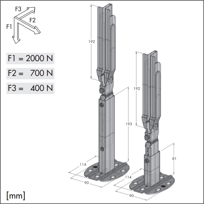 MB Fix 60741001 PK1+QKK+QKF для панельных радиаторов (300÷1000 мм) RAL9010 Габаритные размеры