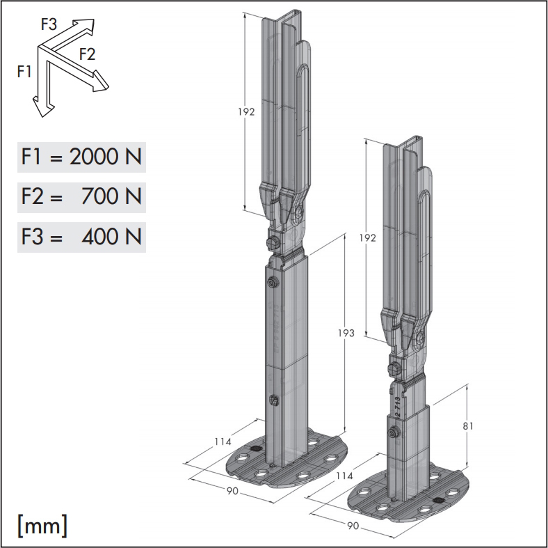 MB Fix 60741001 PK1+QKK+QKF для панельних радіаторів (300÷1000 мм) RAL9010 Габаритні розміри