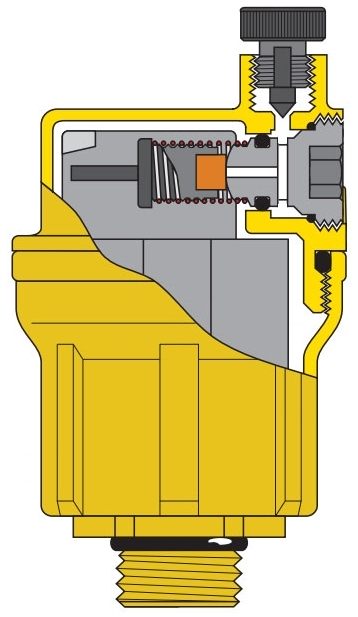 Воздухоотводчик автоматический вертикальный Caleffi Robocal Ø1/2" Н 115°C 10 bar (502640) цена 424 грн - фотография 2