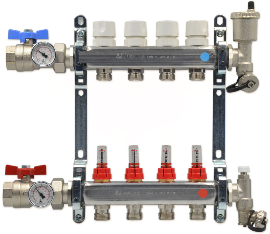 Коллектор в сборе с расходомерами Bianchi Ø1"x4x3/4" L=391 мм (A344A6050A)