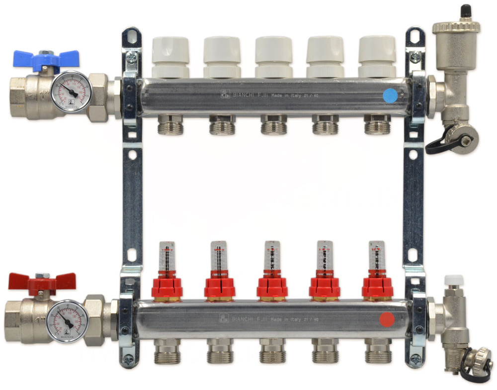 Коллектор в сборе с расходомерами Bianchi Ø1"x5x3/4" L=441 мм (A345A6050A)