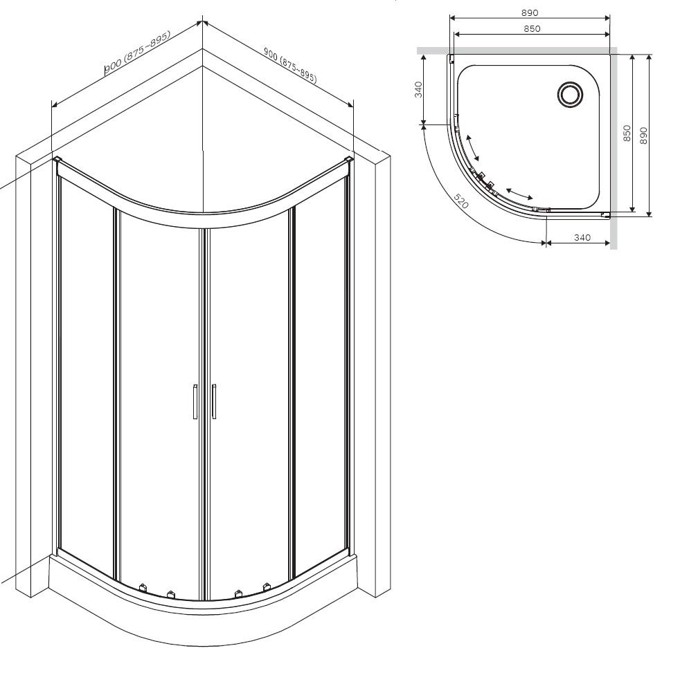 AM.PM Gem W90UG-401-090MT Габаритные размеры