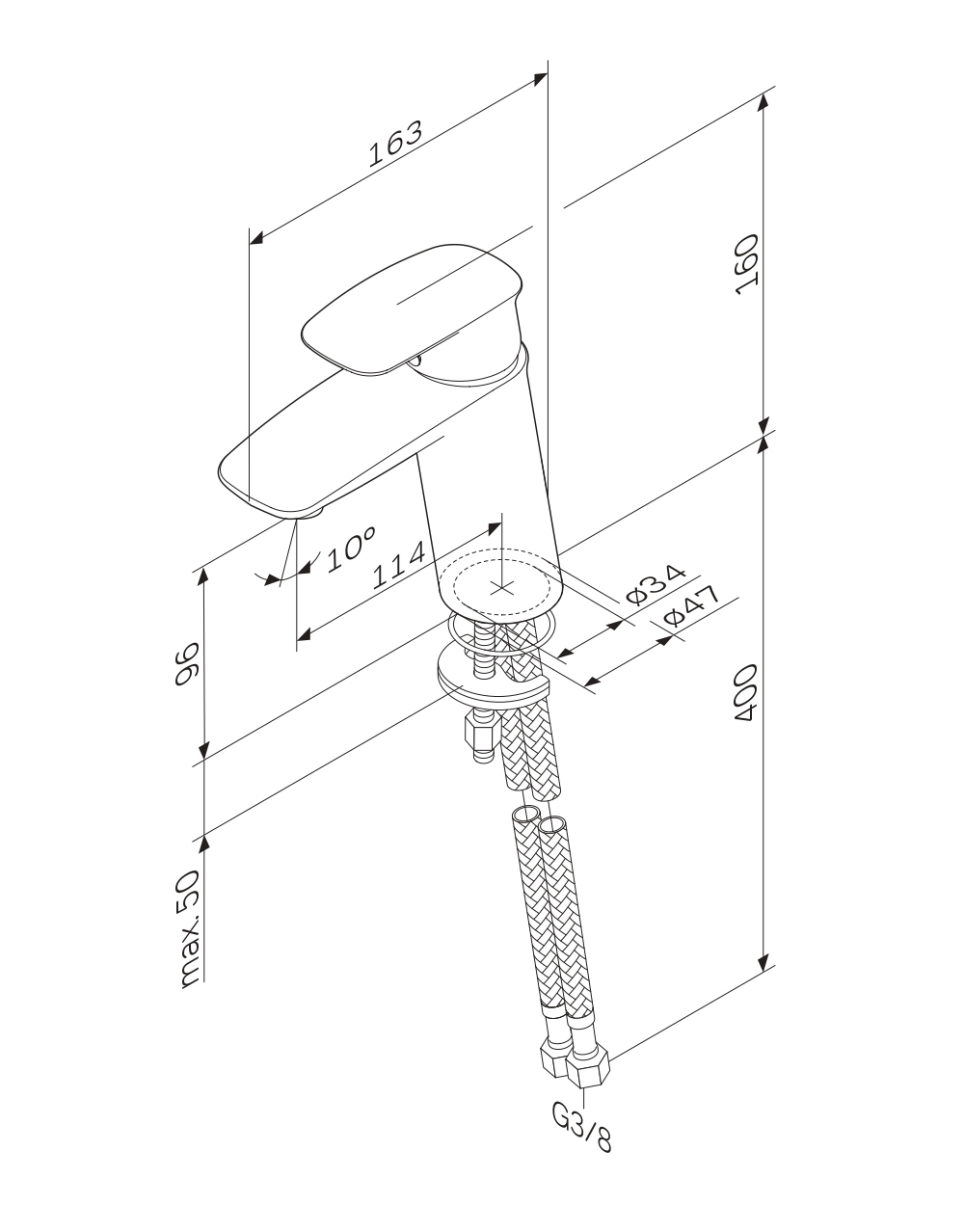 AM.PM Spirit 2.1 F71A02100 Габаритные размеры