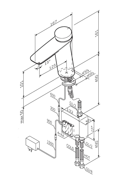 AM.PM Inspire 2.0 F50A02400 Габаритні розміри