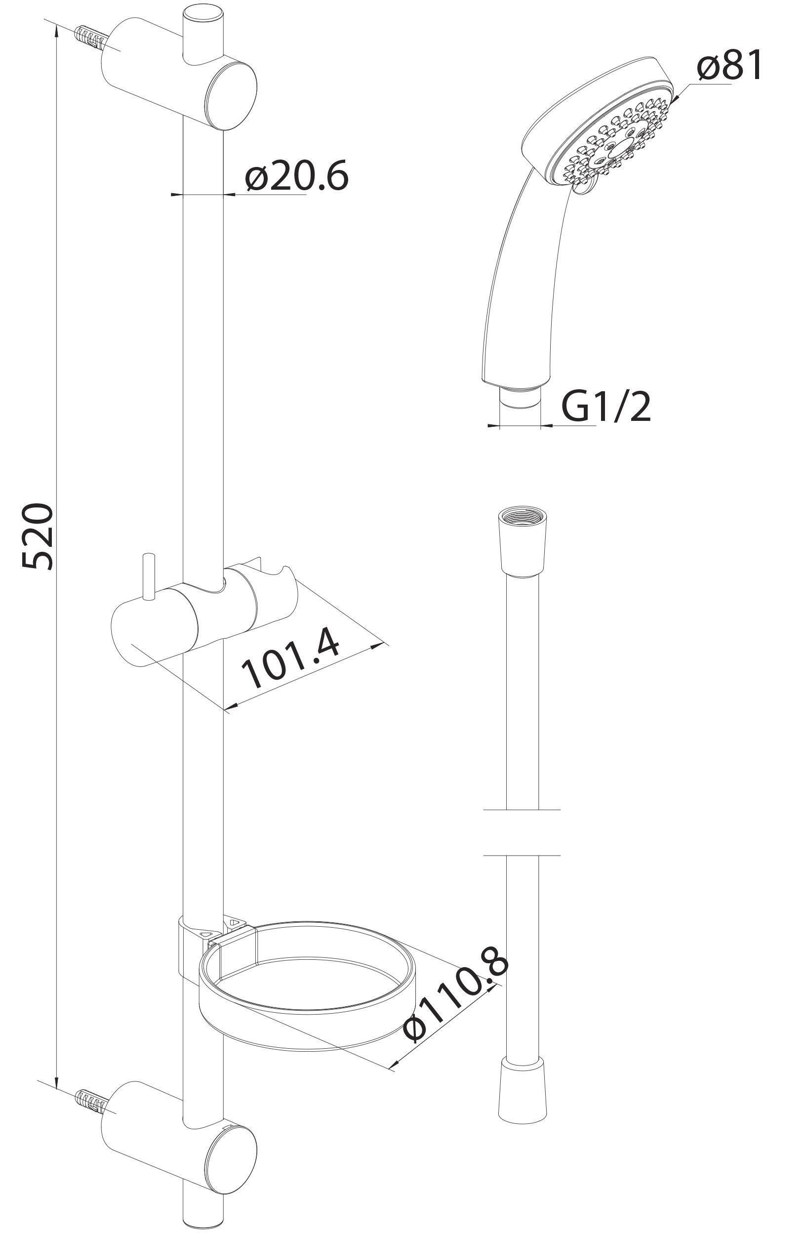 Damixa Shower Program 760100310 Габаритні розміри