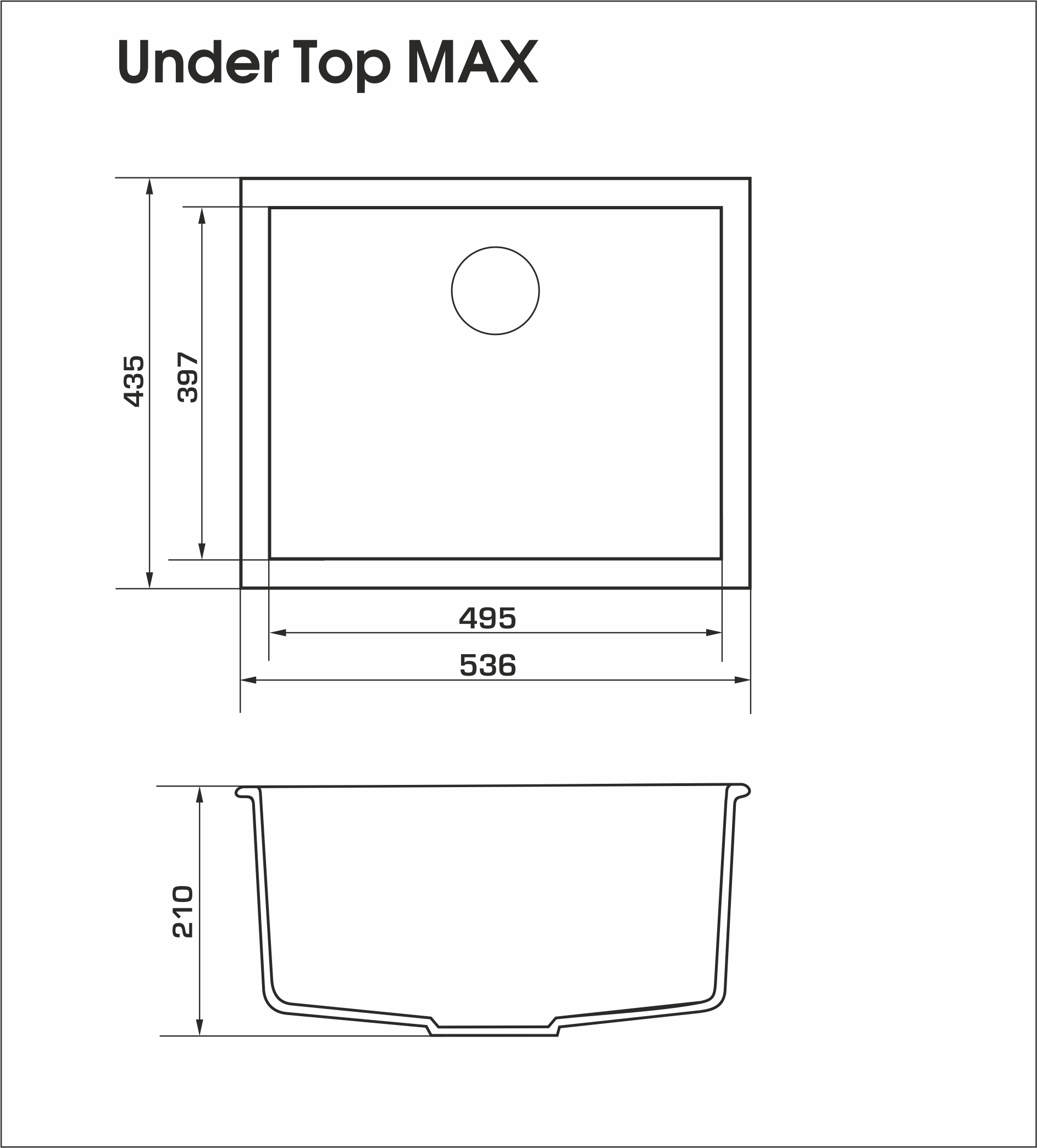 Granado Under top Max White Габаритні розміри