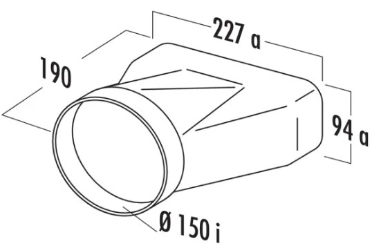 Elica KIT0121008 (d150, 220х90) Габаритные размеры