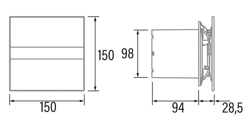 Cata E-100 GTH Габаритные размеры