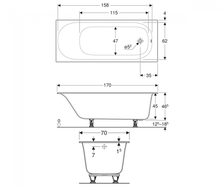 Geberit Soana Slim rim 554.002.01.1 Габаритні розміри