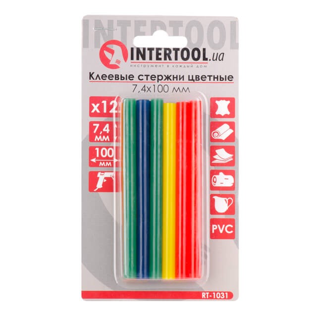 Комплект клейових стрижнів Intertool RT-1031 (7.4 мм*100 мм, 12 шт) в інтернет-магазині, головне фото