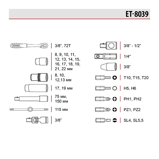 Набор инструментов Intertool ET-8039 обзор - фото 8