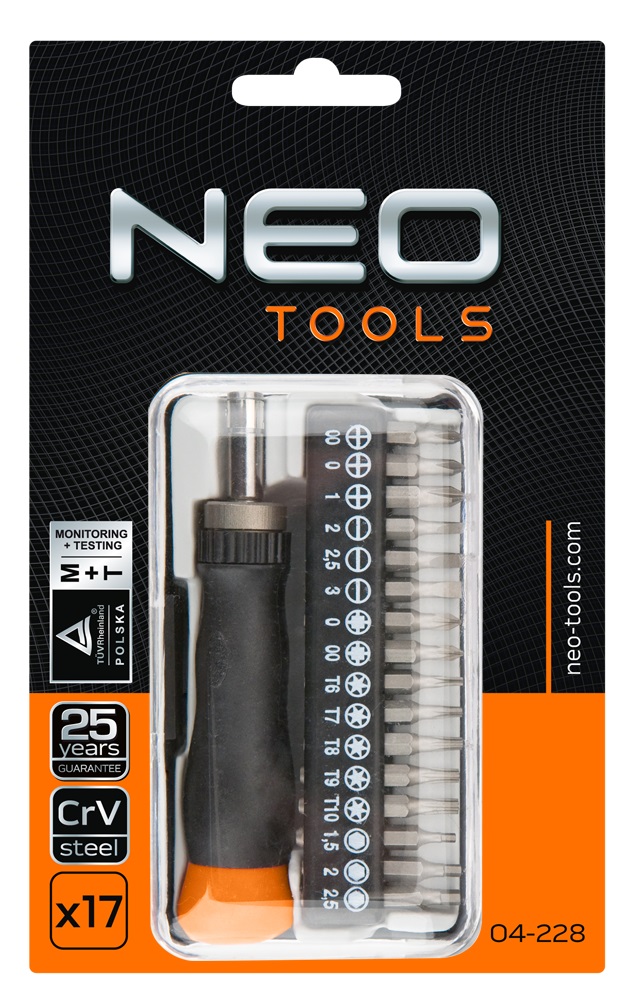 Інструкція набір викруток Neo Tools 04-228