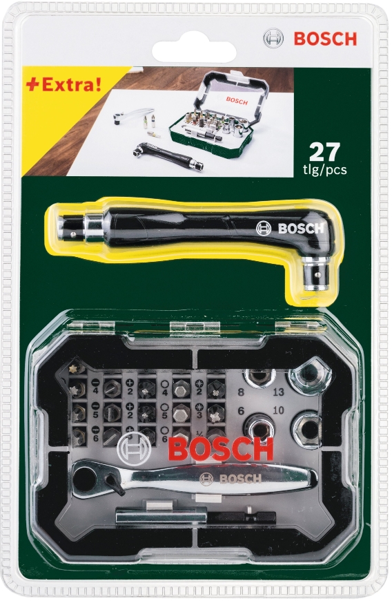 Викруткова насадка (біта) Bosch Promobasket Set 19 шт + тримач + тріскачка (2.607.017.392) в інтернет-магазині, головне фото