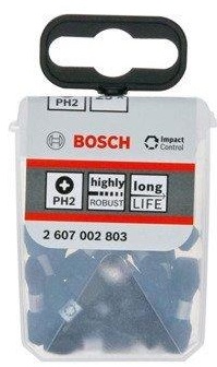 Отверточная насадка (бита) Bosch Impact Control для ударной дрели PH2х25, 25 шт (2.607.002.803)