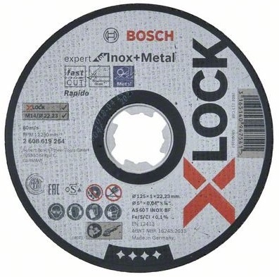 Отрезной диск 125 мм Bosch X-LOCK Expert для Inox and Metal