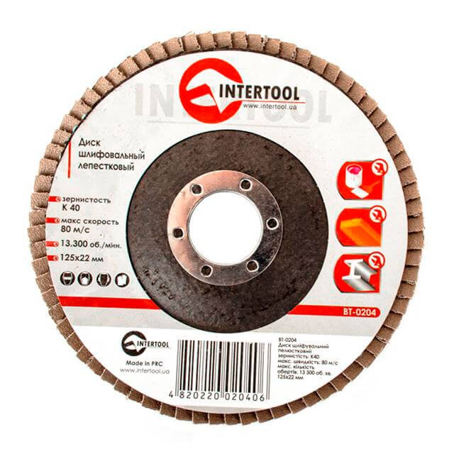 Характеристики диск шлифовальный лепестковый Intertool BT-0204